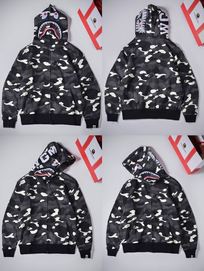BAPE Shark Black Camo Full Zip Hoodie Hover Image