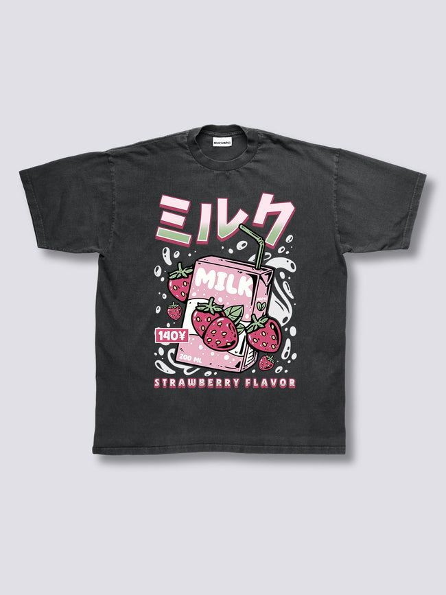 Front Print - Strawberry Milk Vintage T-Shirt Hover Image