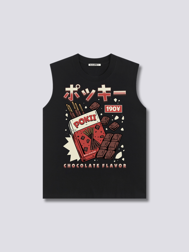 Front Print - Chocolate Pokii Tank Top Hover Image