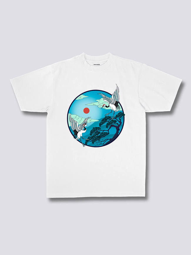 Front Print - Flying Cranes T-Shirt Hover Image
