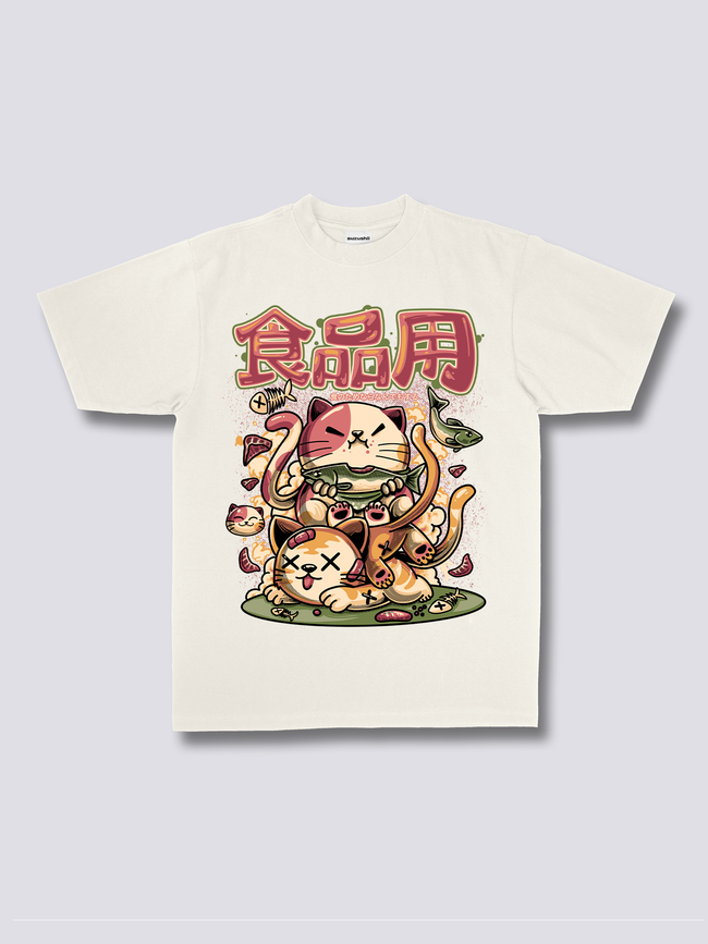 Front Print - Hungry Neko T-shirt Hover Image