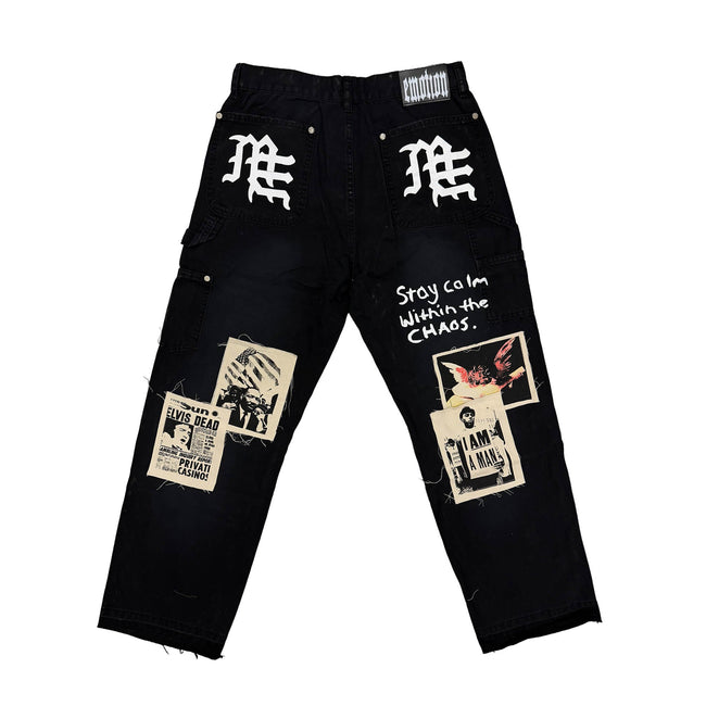 Black “Newspaper” Carpenter Pants Main Image