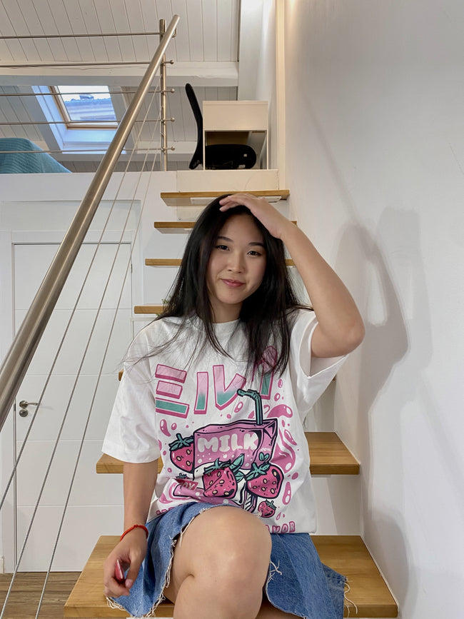 Front Print - Strawberry Milk T-Shirt Main Image