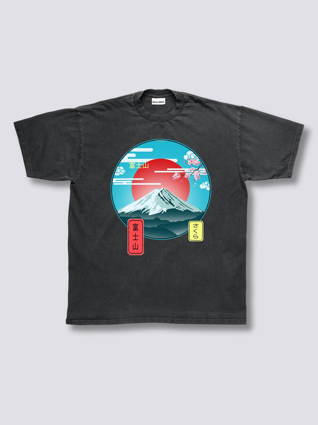Front Print - Mount Fuji Vintage T-Shirt Hover Image