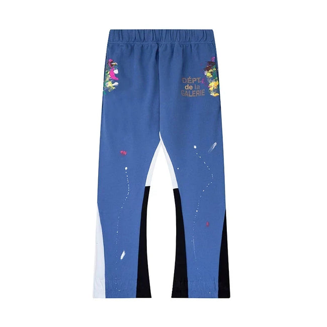 Gallery Dept. "DEPT. de la GALERIE" Paint Splatter Contrast Panel Sweatpants - Royal Blue Hover Image