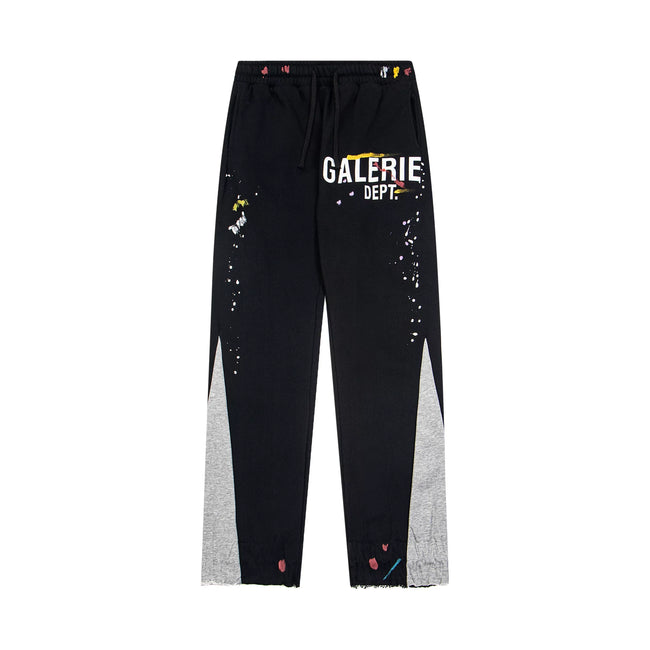 Gallery Dept. "GALERIE DEPT." Logo Paint Splatter Contrast Panel Sweatpants - Black Hover Image