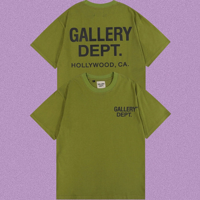 Gallery Dept. Hollywood Logo Short Sleeve T-Shirt - Olive Green/Black Hover Image