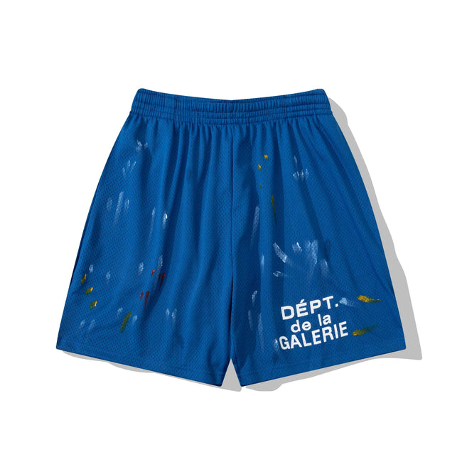 Gallery Dept. Mesh Paint Splatter Athletic Shorts - Royal Blue Hover Image