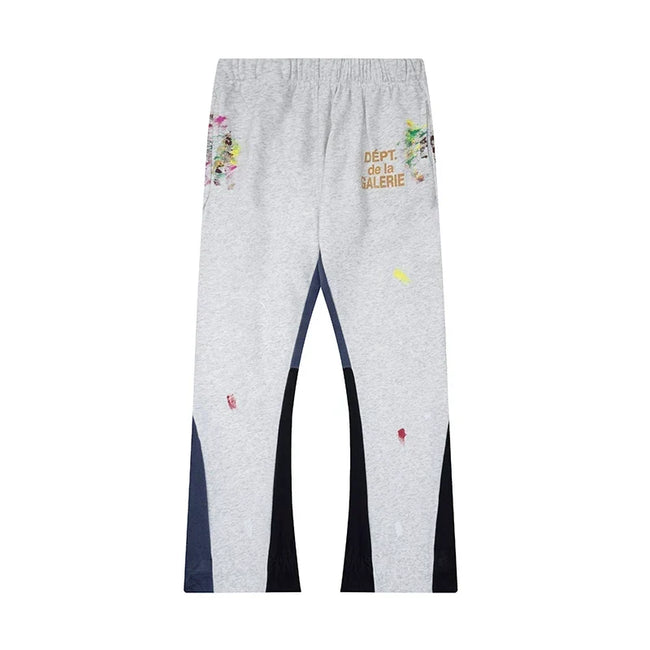 Gallery Dept. "DEPT. de la GALERIE" Paint Splatter Contrast Panel Sweatpants - Heather Grey Hover Image