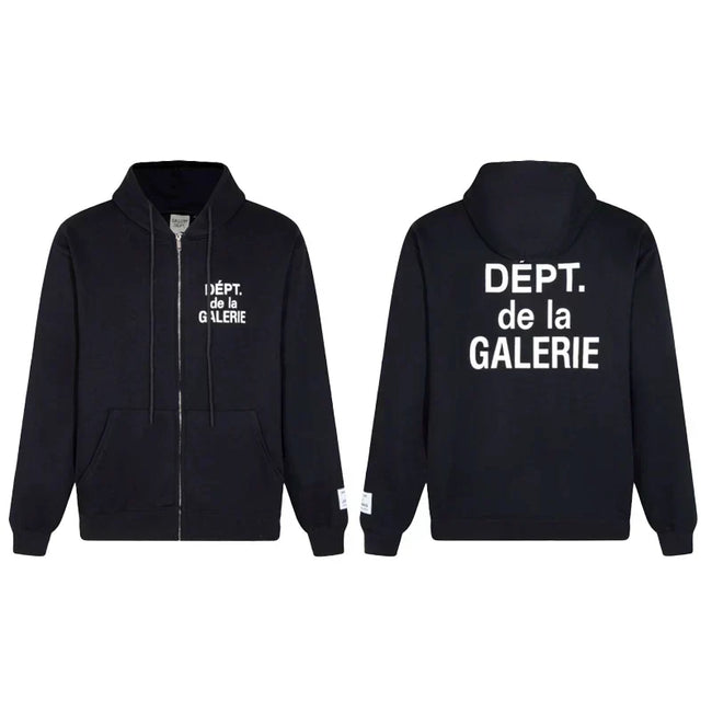 Gallery Dept. "Dépt. de la Galerie" Zip Hoodie – White French Print, Oversized Fit Hover Image