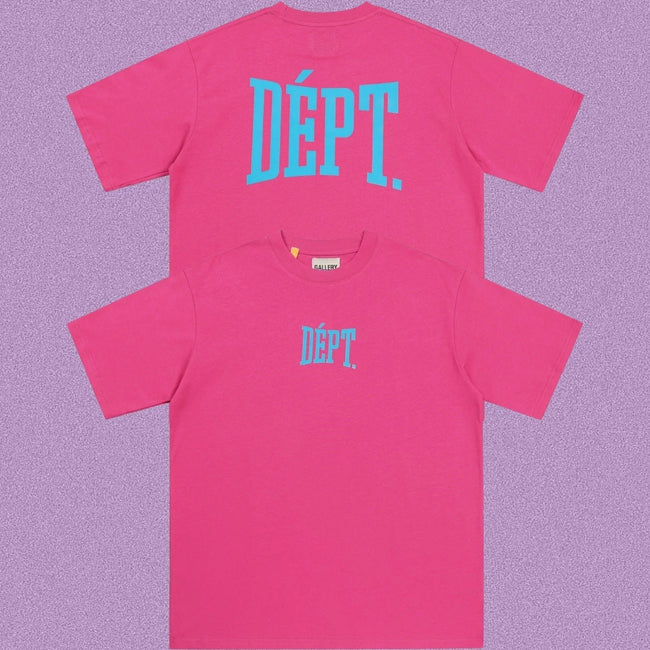 Gallery Dept. Arch Logo Short Sleeve T-Shirt - Pink/Cyan Hover Image