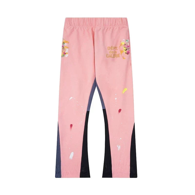 Gallery Dept. "DEPT. de la GALERIE" Paint Splatter Contrast Panel Sweatpants - Pink Hover Image