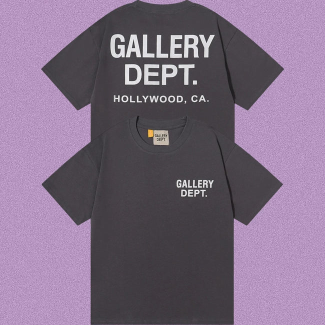 Gallery Dept. Hollywood Logo Short Sleeve T-Shirt - Dark Grey/White Hover Image
