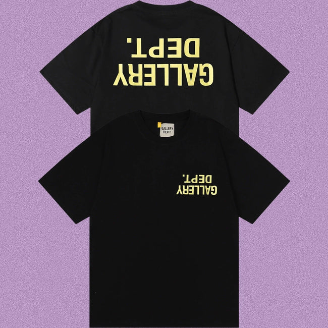 Gallery Dept. Inverted Logo Short Sleeve T-Shirt - Black/Yellow Hover Image