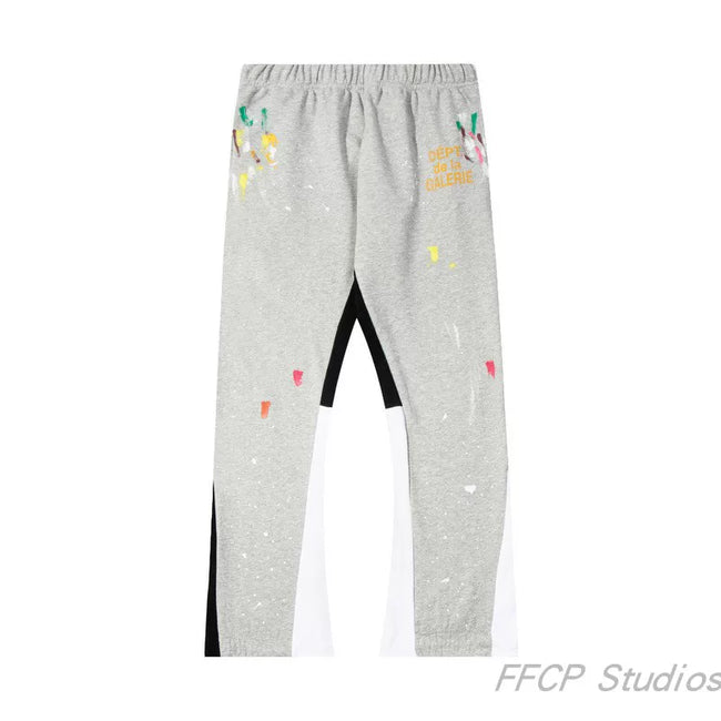 Gallery Dept. "DEPT. de la GALERIE" Paint Splatter Contrast Panel Sweatpants - Heather Grey Hover Image