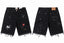 Gallery Dept. Raw-Edge Distressed Paint Splatter Denim Shorts - Black