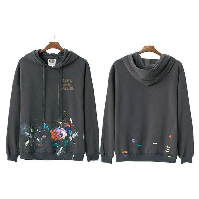 Gallery Dept Paint Splatter Charcoal Hoodie Hover Image