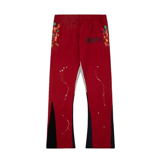 Gallery Dept. "DEPT." Paint Splatter Contrast Panel Sweatpants - Burgundy Hover Image