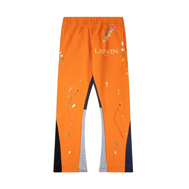 Gallery Dept. x Lanvin Paint Splatter Contrast Panel Sweatpants - Orange Hover Image