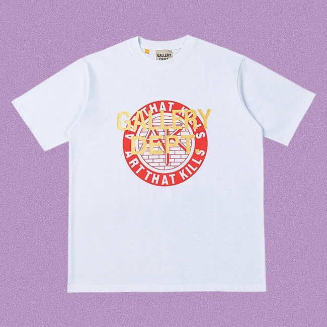 Gallery Dept. Art That Kills Stamp Logo Short Sleeve T-Shirt - White/Red Hover Image
