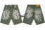 Gallery Dept. Heavy Paint Splatter Distressed Denim Shorts - Army Green
