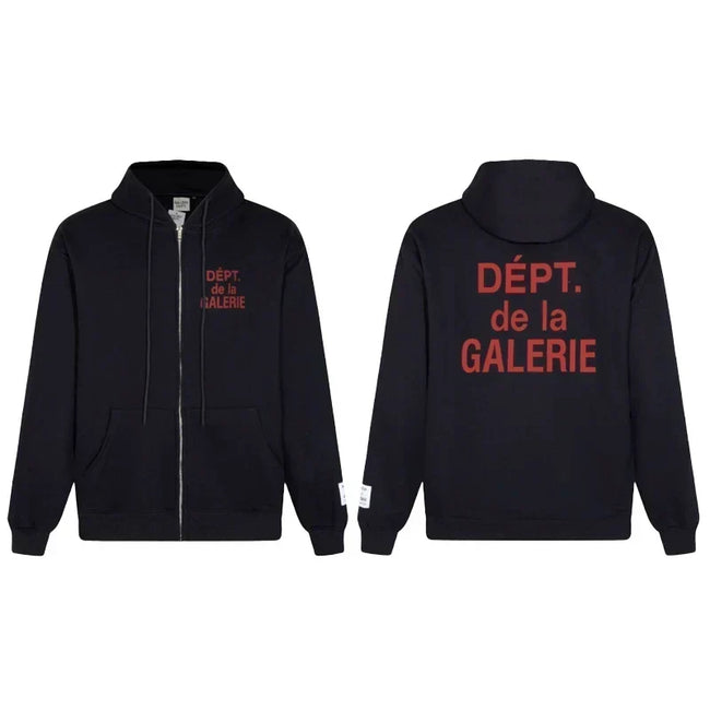 Gallery Dept. "Dépt. de la Galerie" Zip Hoodie – Red French Print, Oversized Fit Hover Image