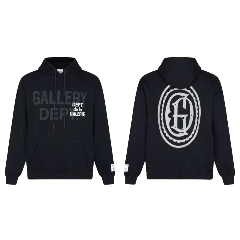 Gallery Dept. "GD Multi Logo" Hoodie – Black Oversized Streetwear