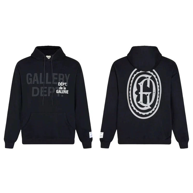 Gallery Dept. "GD Multi Logo" Hoodie – Black Oversized Streetwear Hover Image