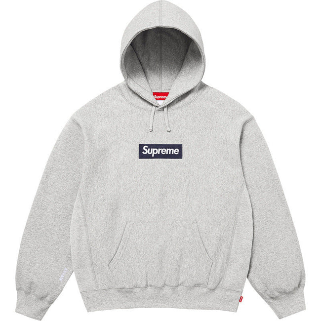 Supreme Box Logo Hooded Sweatshirt - Heather Grey / Navy Hover Image