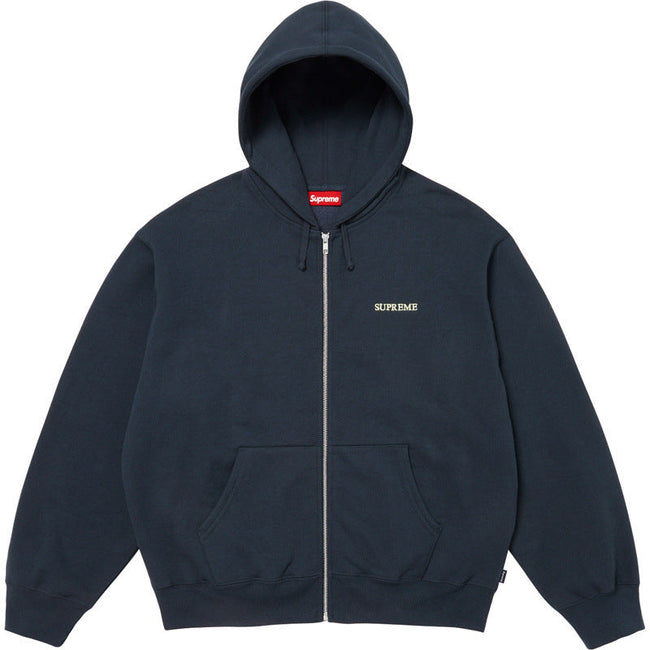 Supreme Small Box Logo Hooded Zip-Up Sweatshirt - Navy Hover Image