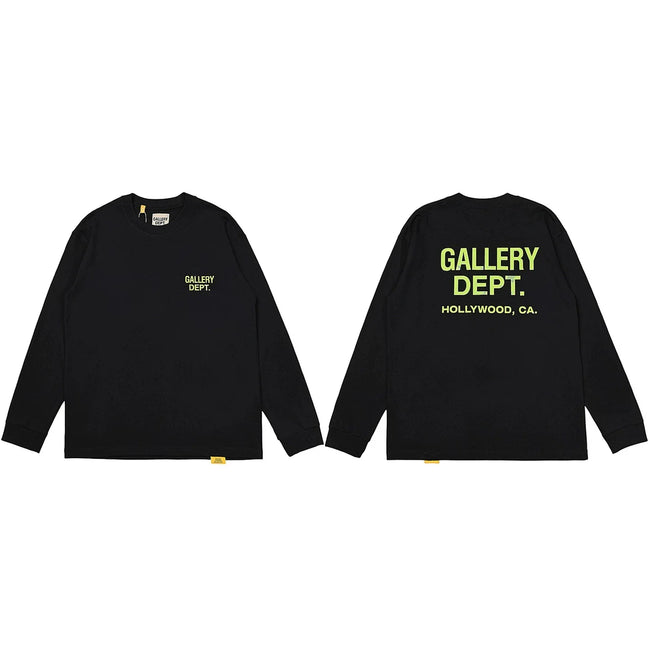 Gallery Dept. Hollywood Logo Long Sleeve T-Shirt - Black/Neon Yellow Hover Image