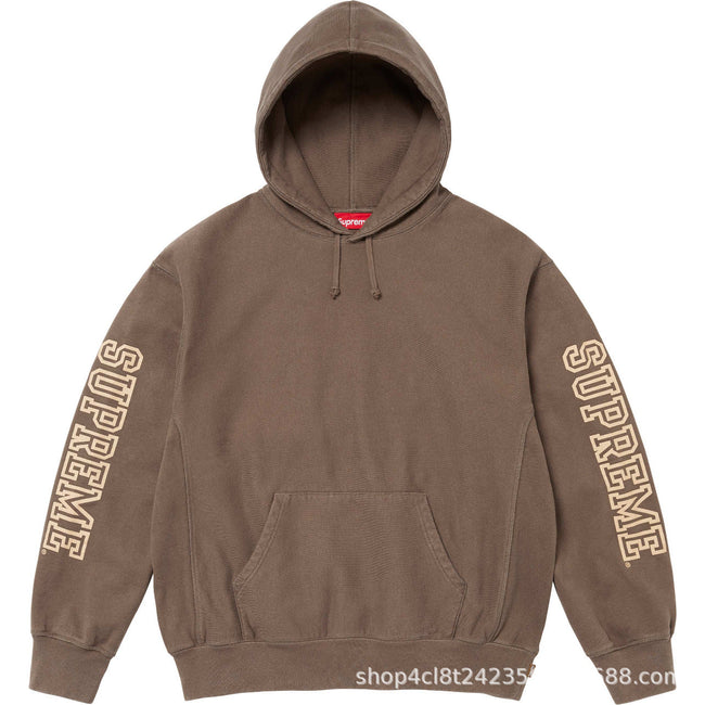 Supreme Sleeve Logo Hooded Sweatshirt - Brown Hover Image