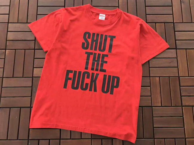 Supreme "Shut The Fuck Up" Slogan T-Shirt - Red Hover Image