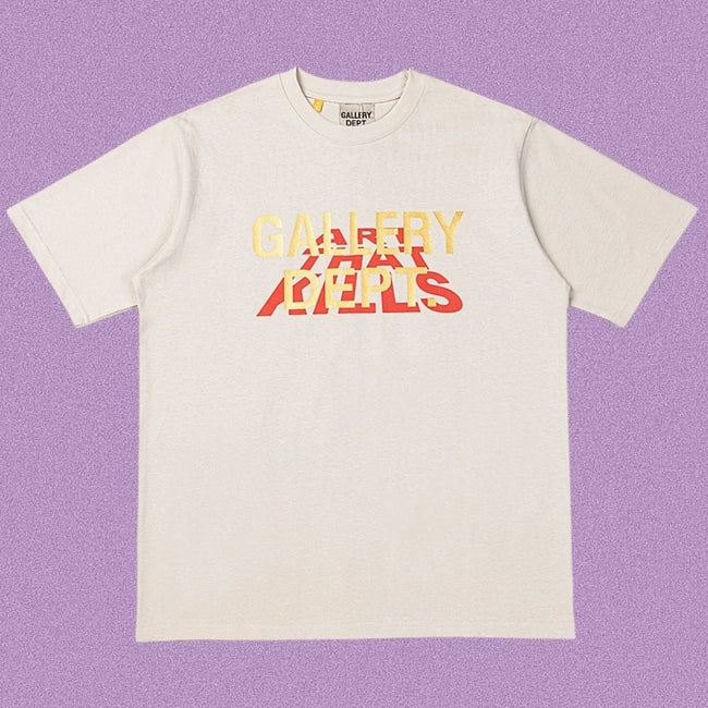 Gallery Dept. Layered Typography Short Sleeve T-Shirt - Cream/Red-Yellow Hover Image