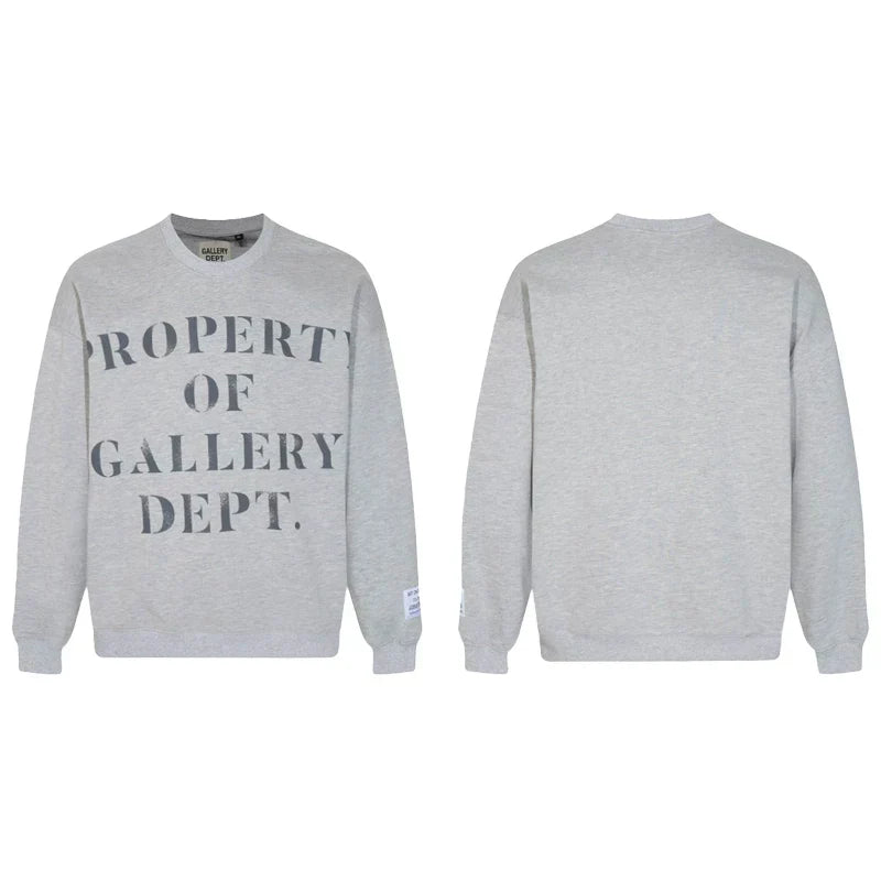 Gallery Dept. Heather Grey Crewneck – “Property Of” Stacked Print