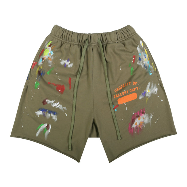 Gallery Dept. Property Of Paint Splatter French Terry Shorts - Army Green Hover Image