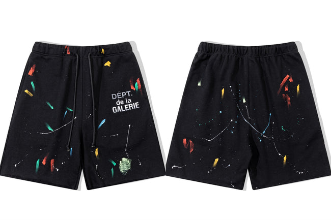 Gallery Dept. Paint Splatter French Terry Shorts - Black Hover Image