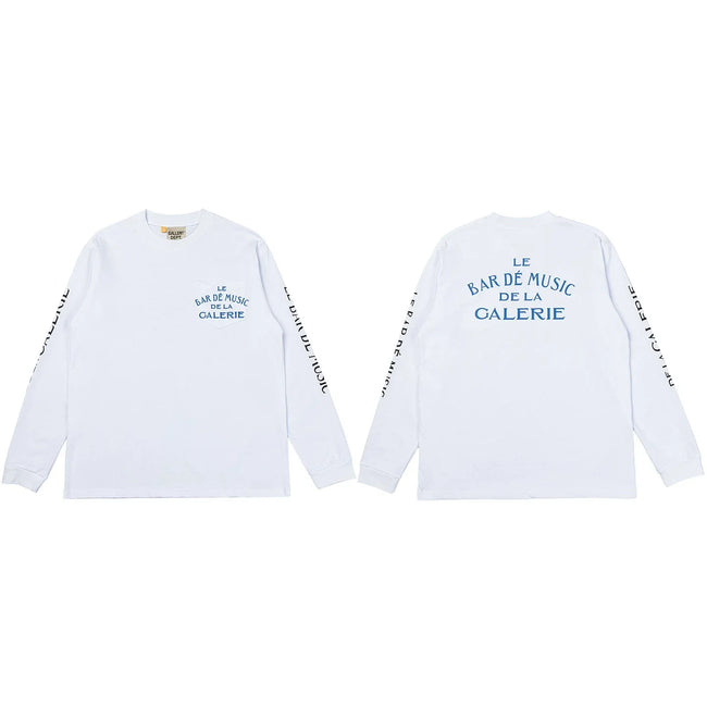 Gallery Dept. Le Bar De Music Sleeve Print Long Sleeve T-Shirt - White/Blue Hover Image