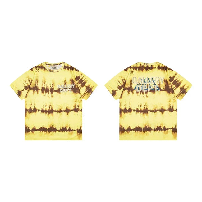 Gallery Dept. Stripe Tie-Dye Short Sleeve T-Shirt - Yellow/Brown Hover Image