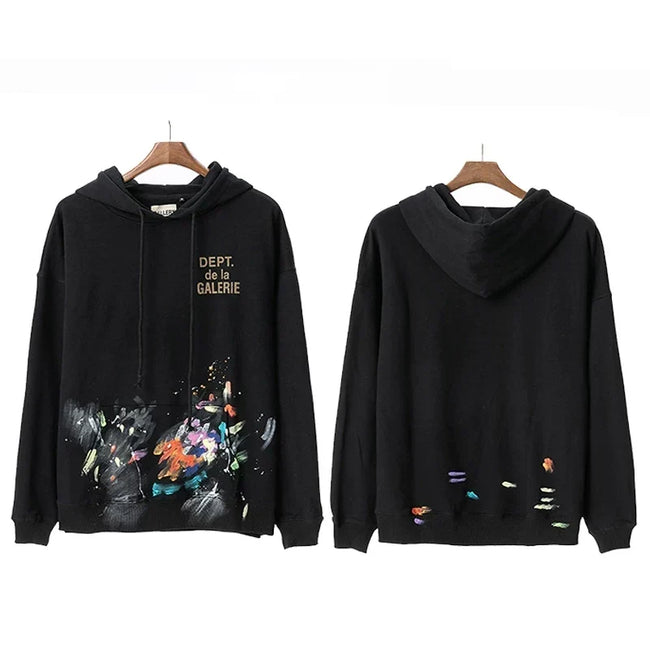 Gallery Dept Paint Splatter Black Hoodie Hover Image