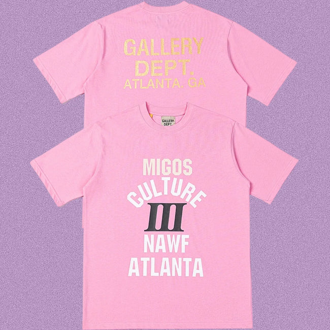Gallery Dept. x Migos Culture III Short Sleeve T-Shirt - Pink Hover Image
