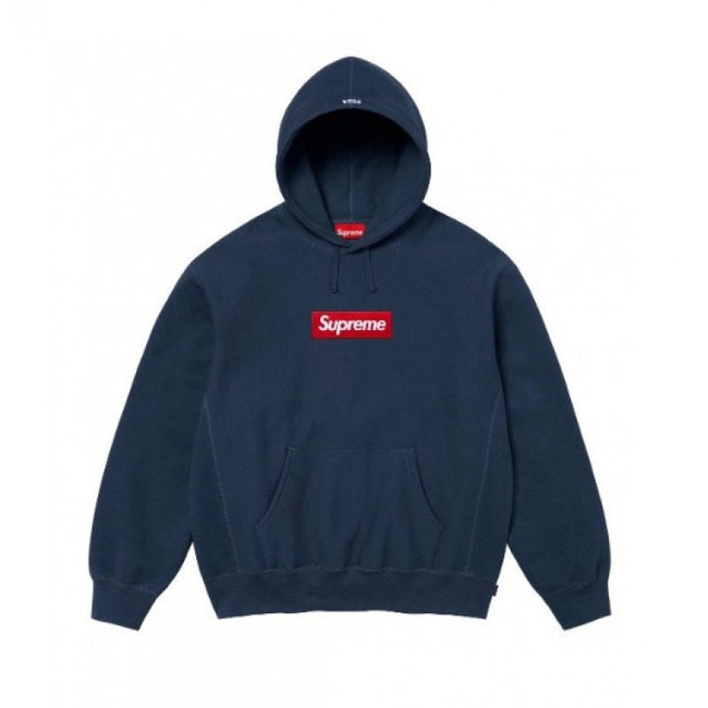 Supreme Box Logo Hooded Sweatshirt - Navy Hover Image