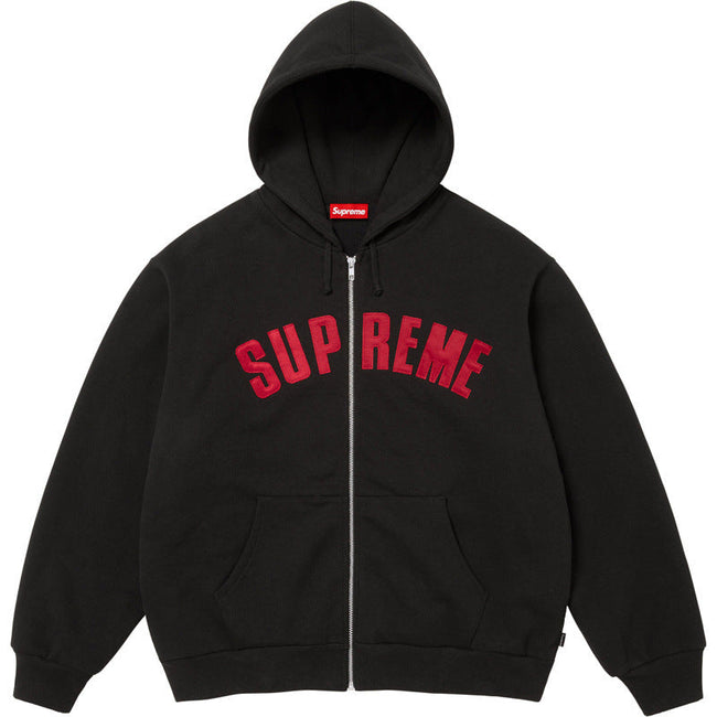 Supreme Arch Logo Zip-Up Hooded Sweatshirt - Black Hover Image