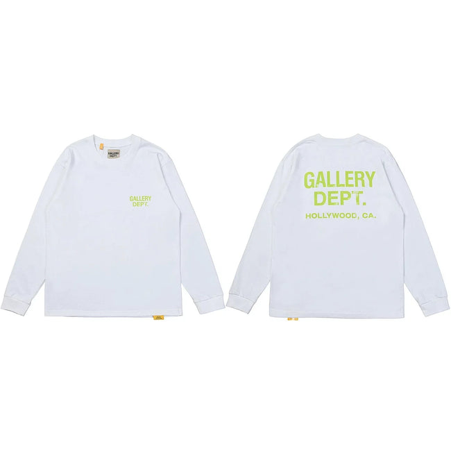 Gallery Dept. Hollywood Logo Long Sleeve T-Shirt - White/Neon Yellow Hover Image