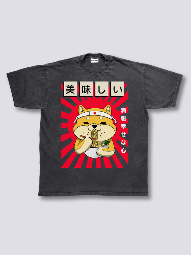Front Print - Ramen Shiba Vintage T-Shirt Hover Image