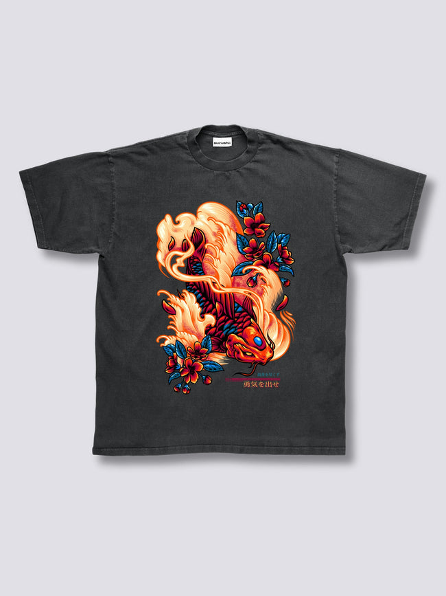 Front Print - Red Koi Vintage T-Shirt Hover Image