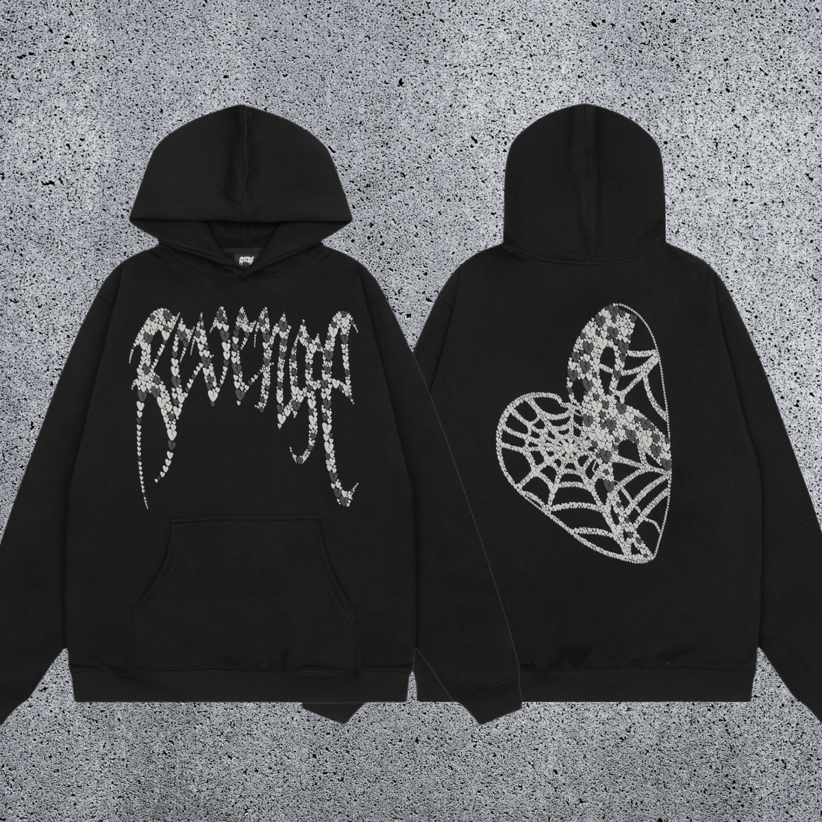 REVENGE Rhinestone Heart Graphic Hoodie