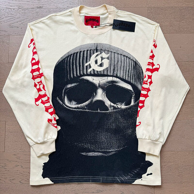 GodSpeed Mask Graphic Cream Long Sleeve T-Shirt Hover Image