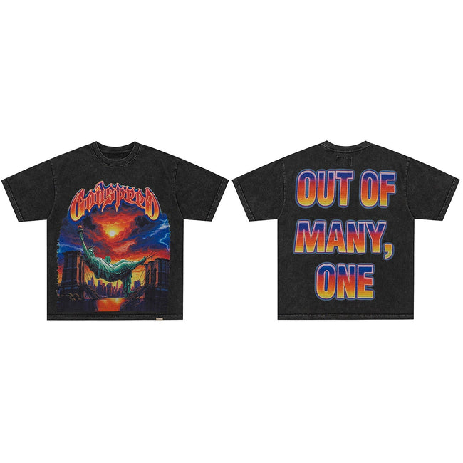 GodSpeed Out Of Many Washed Black T-Shirt Hover Image