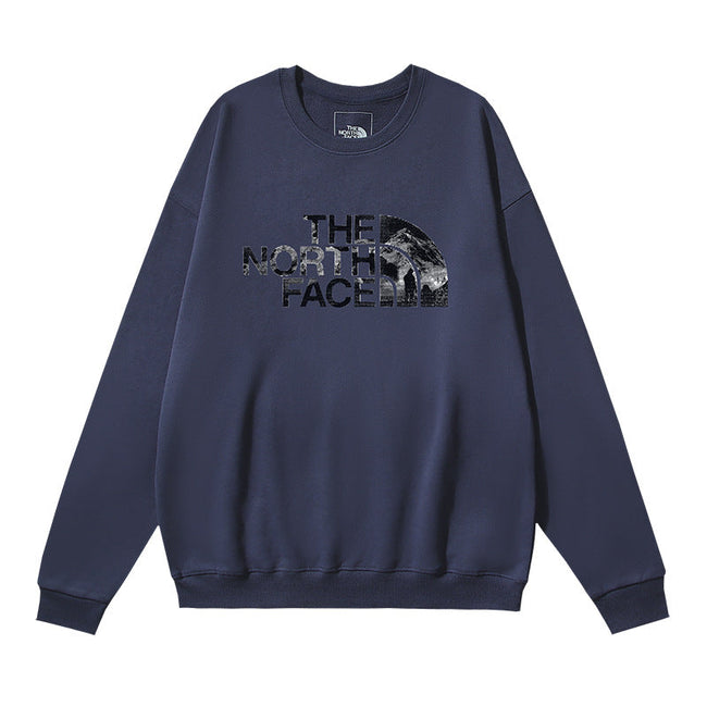 The North Face Mountain Texture Half Dome Logo Crewneck Sweatshirt – Navy Hover Image